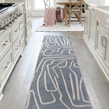 Alcina Modern Scandinavian Graphic Lines High-Low Area Rug